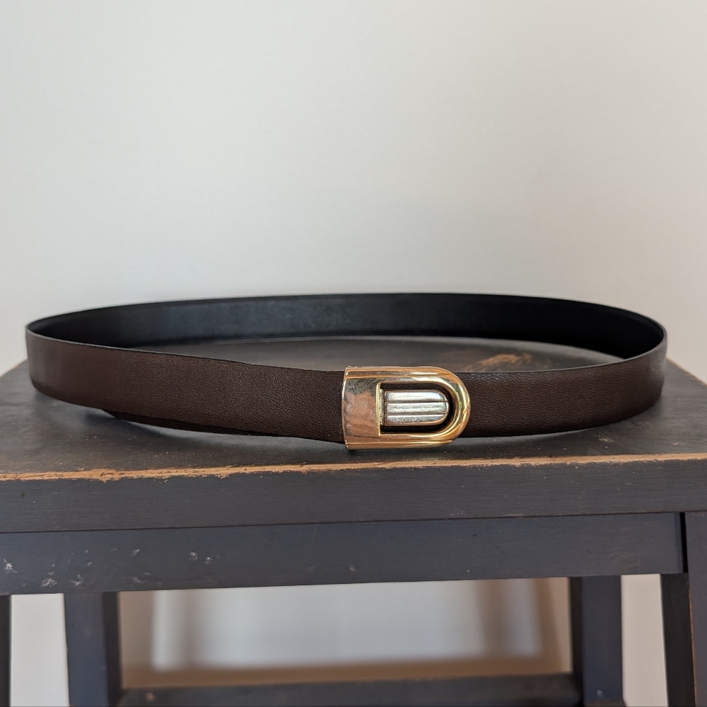 Vintage Brown Leather And Mixed Metals Belt